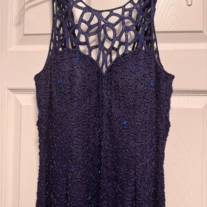 Scala Navy Blue Maxi Dress Beaded